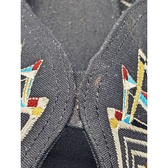 Vintage Apostrophe Wedges 7.5 Southwestern Embroidered Design Peep Toe Shoes Cut - Picture 3 of 9